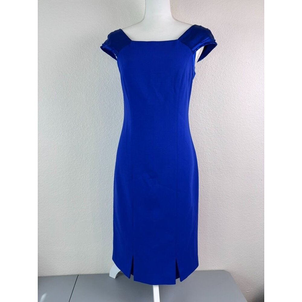 Magaschoni women's 4 blue cap sleeve knee length fitted bodycon dress‎
